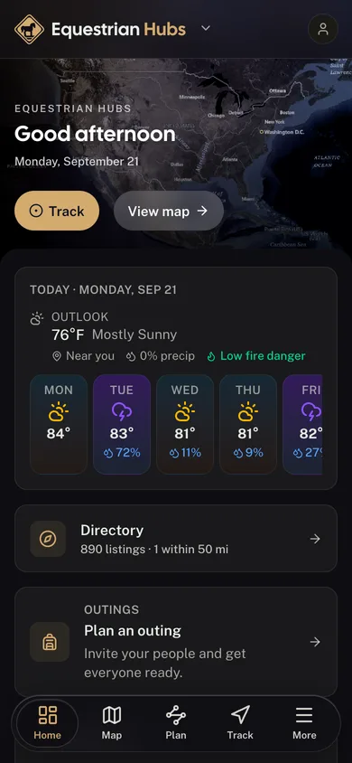 The GoHubs app dashboard