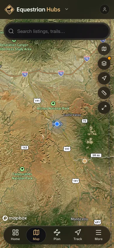 The GoHubs app showing a detailed map